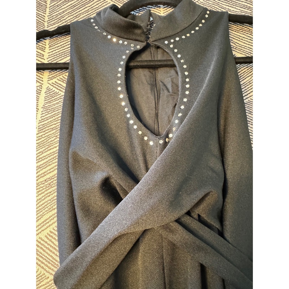 Vintage Montgomery Ward‎ Black Maxi Disco Dress Sz S/M - Picture 5 of 10